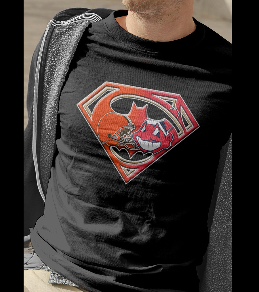 Cleveland Browns Superman Logo Chief Wahoo Fusion T-Shirt