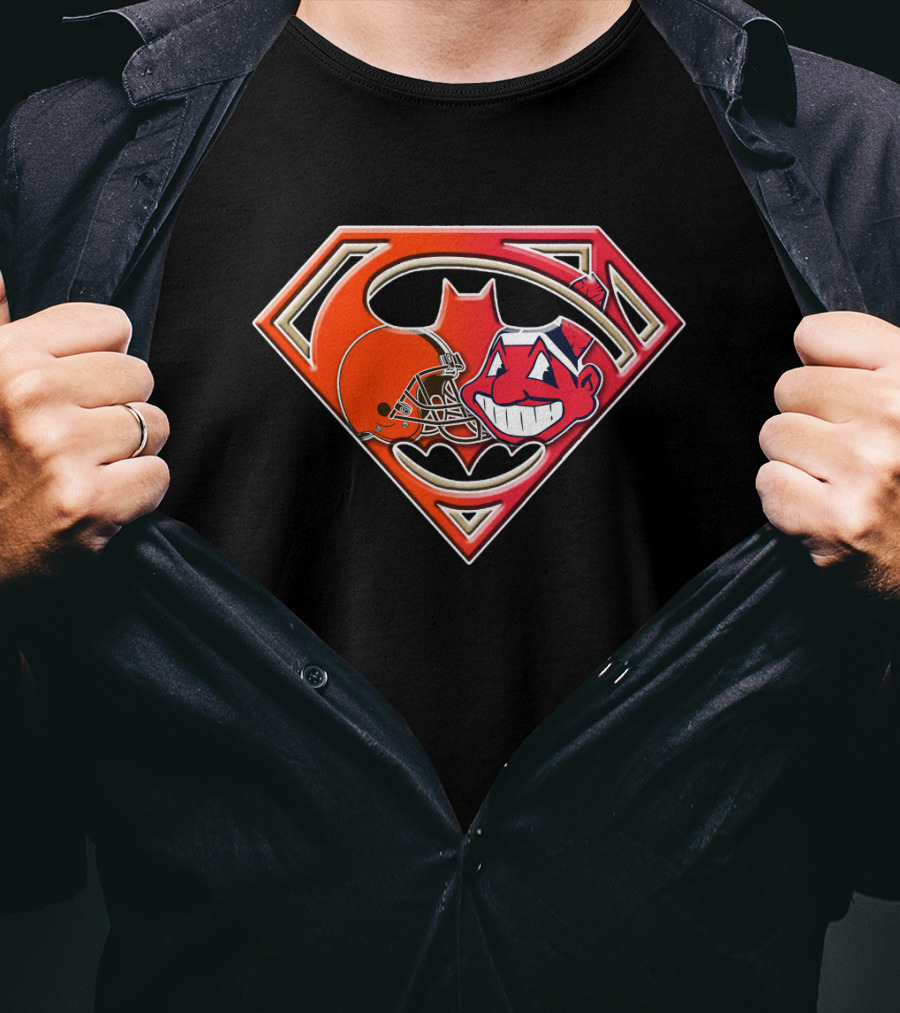 Cleveland Browns Superman Logo Chief Wahoo Fusion T-Shirt
