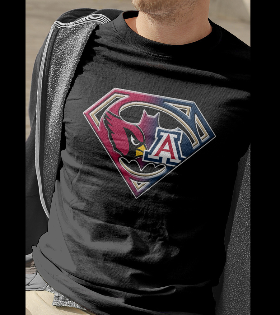 Arizona Cardinals Arizona Wildcats Superhero Logo Fusion Bat 031 T-Shirt
