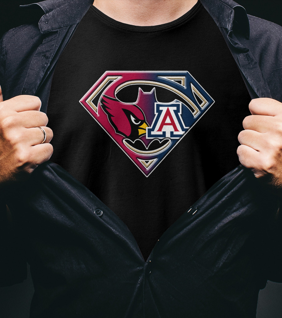 Arizona Cardinals Arizona Wildcats Superhero Logo Fusion Bat 031 T-Shirt