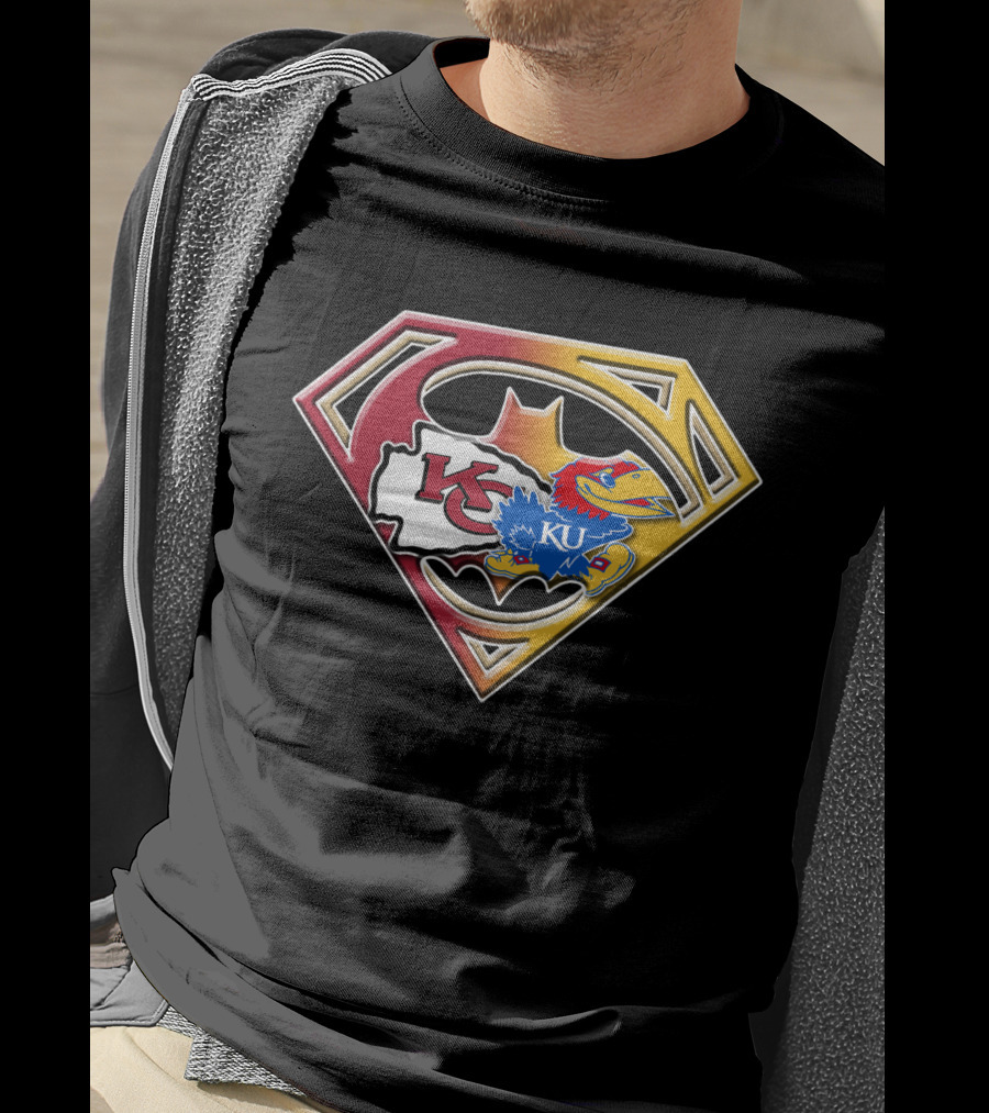 Kansas City Chiefs Kc Ku Jayhawks Superman T-Shirt