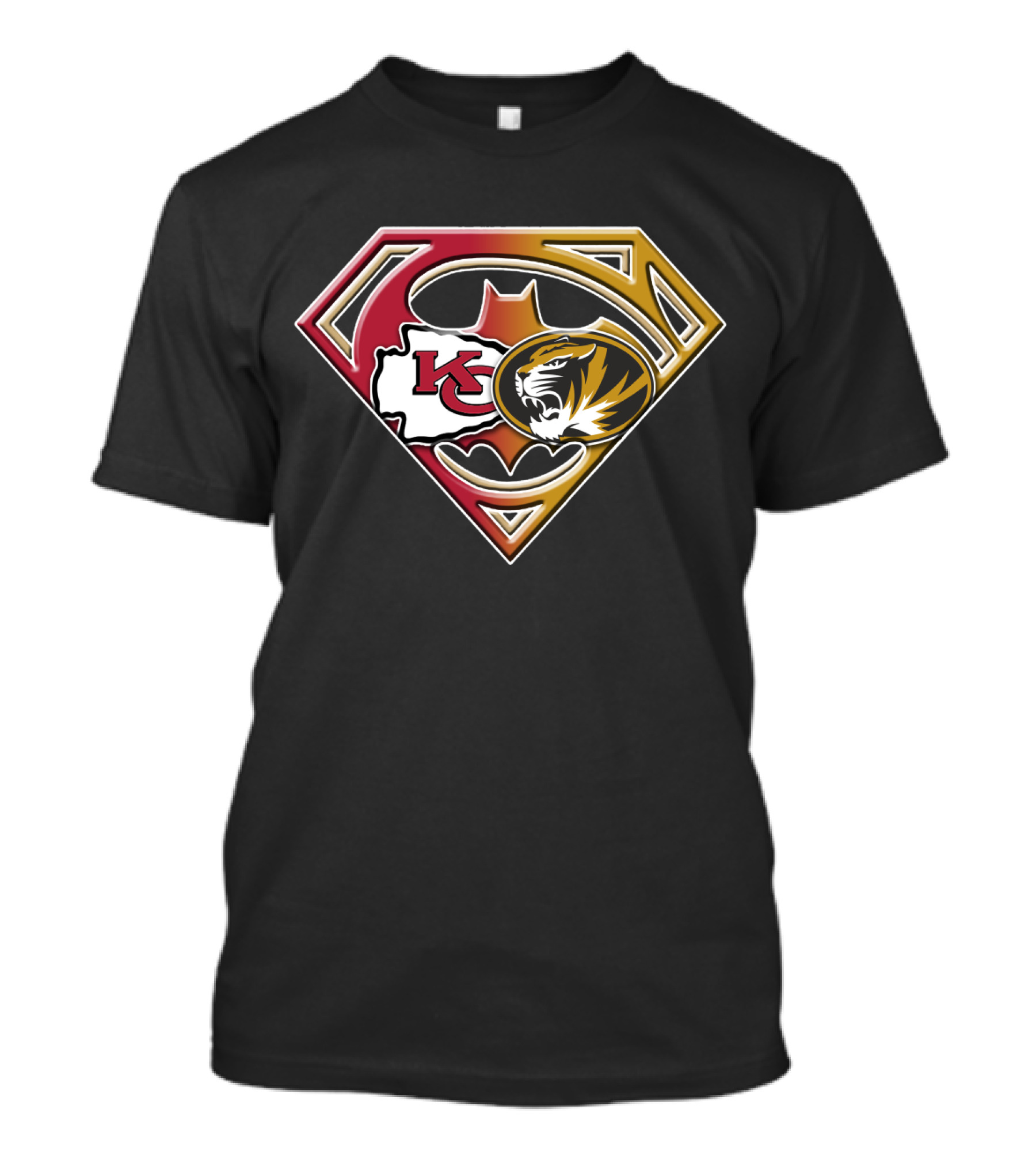 Kansas City Chiefs And Missouri Tigers Superman Logo Fusion T-Shirt