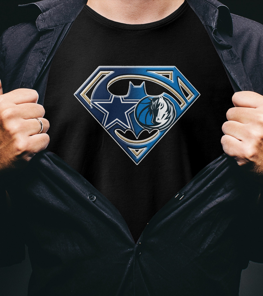 Dallas Cowboys Mavericks Batman Superman Emblem Bat 046 T-Shirt