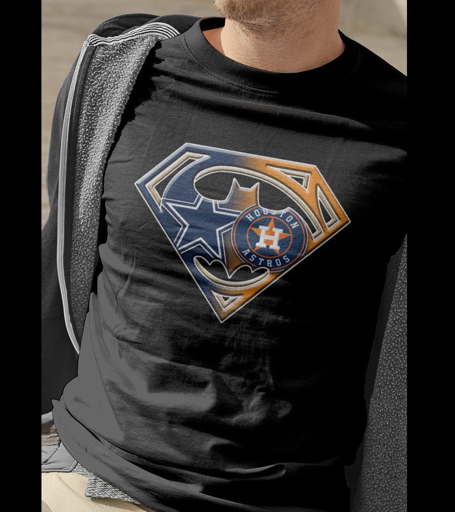 Dallas Cowboys Houston Astros Superman Batman Logo Mashup T-Shirt