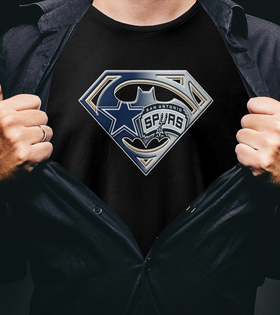 Superman Batman Dallas Cowboys San Antonio Spurs Logo Mashup T-Shirt