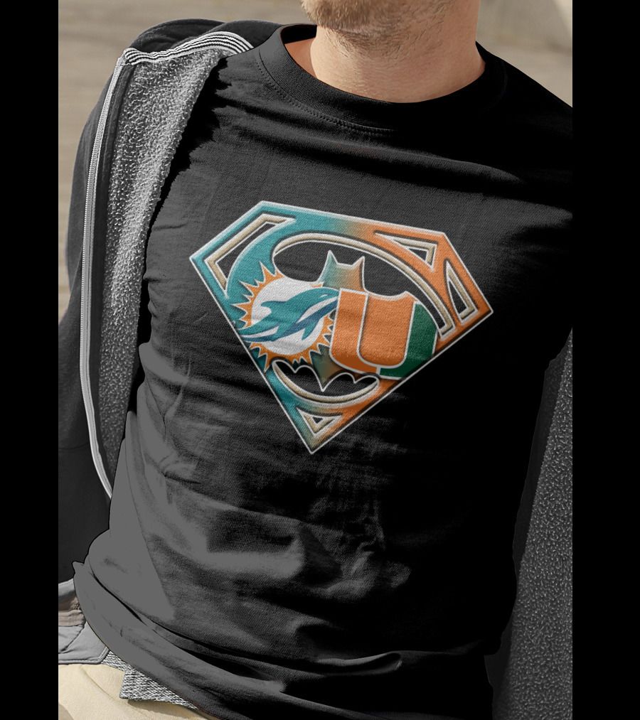 Superman Miami Dolphins University Batman Logo Bat 054 T-Shirt
