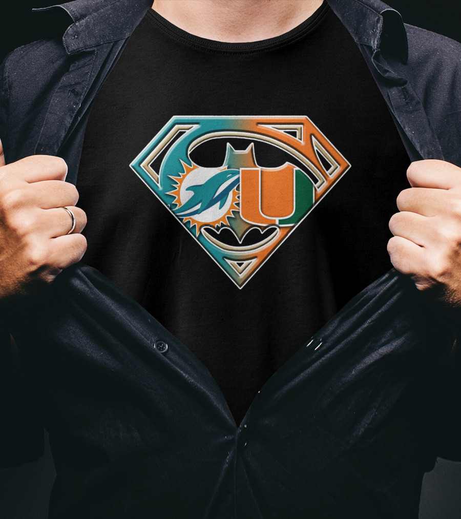 Superman Miami Dolphins University Batman Logo Bat 054 T-Shirt