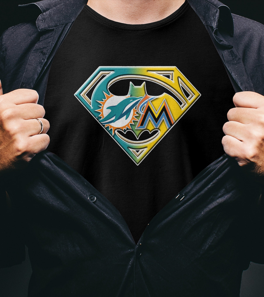 Miami Dolphins Marlins Batman Superman Bat 055 T-Shirt