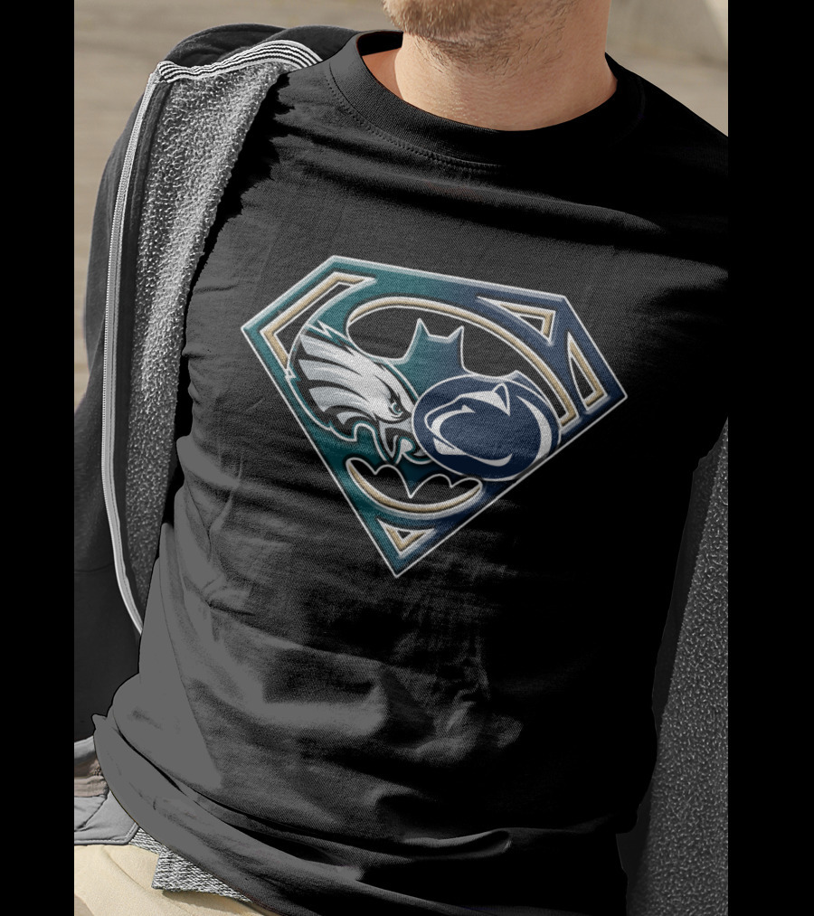 Batman Superman Philadelphia Eagles Penn State Mashup Bat 056 T-Shirt