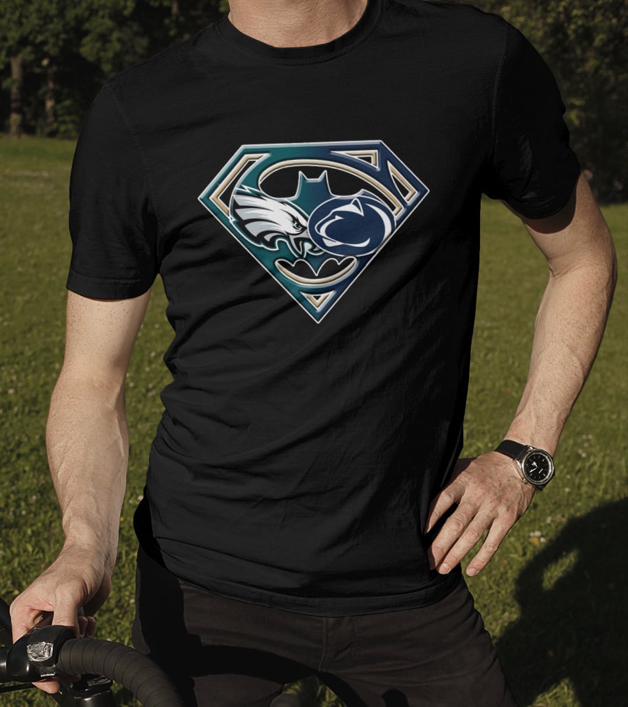 Batman Superman Philadelphia Eagles Penn State Mashup Bat 056 T-Shirt