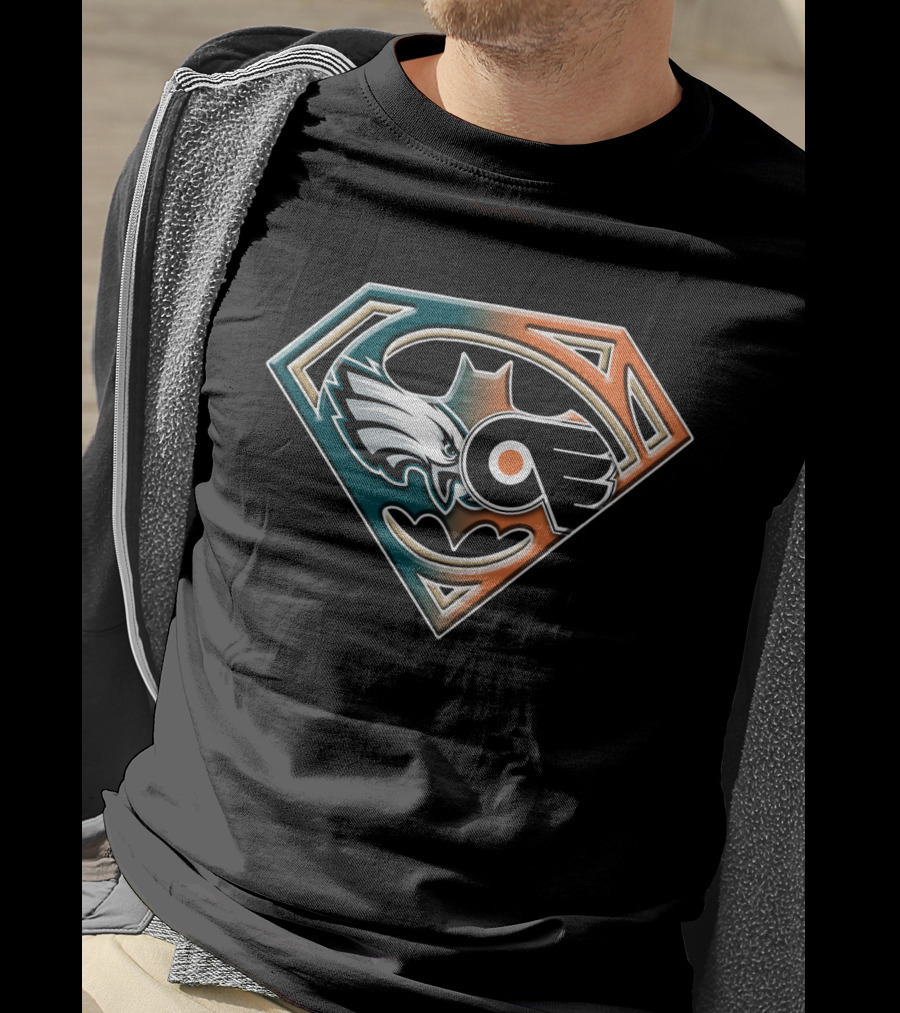 Eagles Flyers Batman Superman Logo Mashup T-Shirt