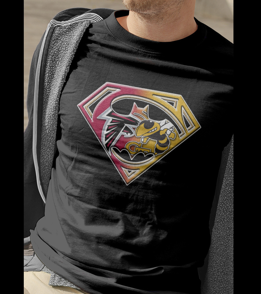 Batman Georgia Tech Yellow Jackets Atlanta Falcons Superman T-Shirt