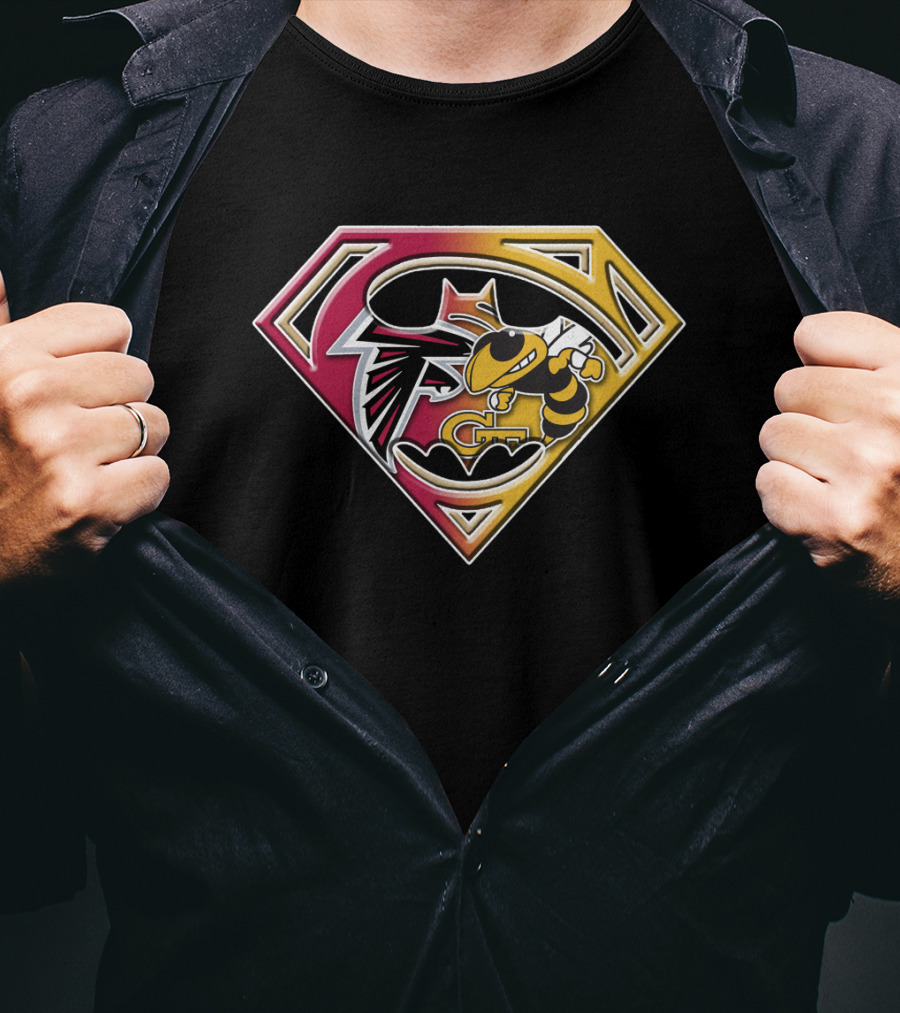 Batman Georgia Tech Yellow Jackets Atlanta Falcons Superman T-Shirt