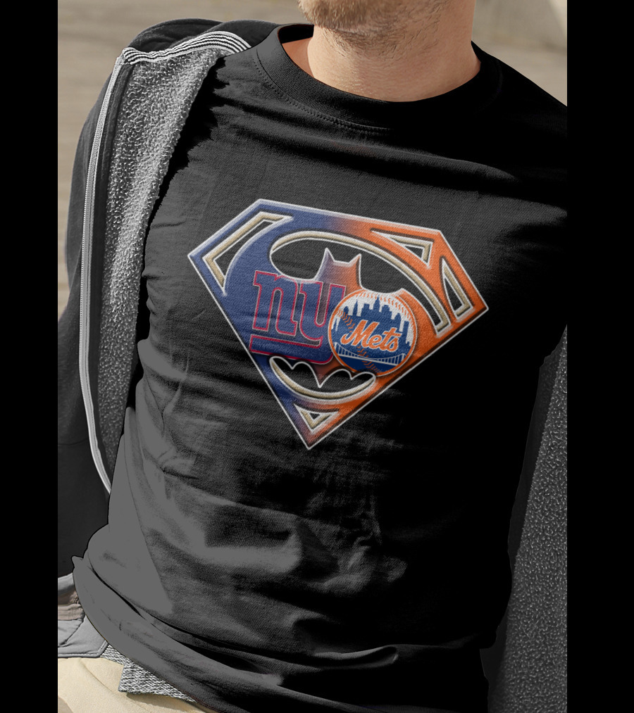 Ny Giants Mets Superman Batman Logo Fusion T-Shirt