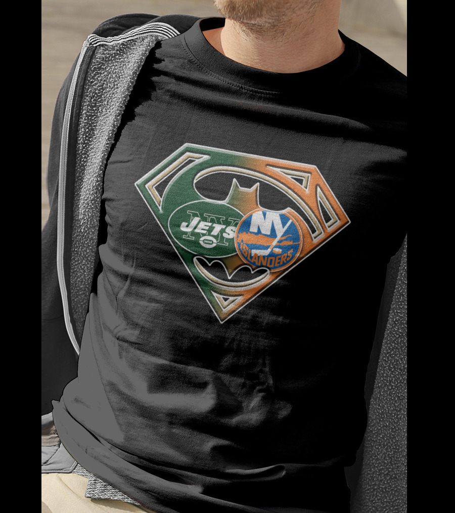 Ny Jets Islanders Superman Batman Logo Mashup T-Shirt