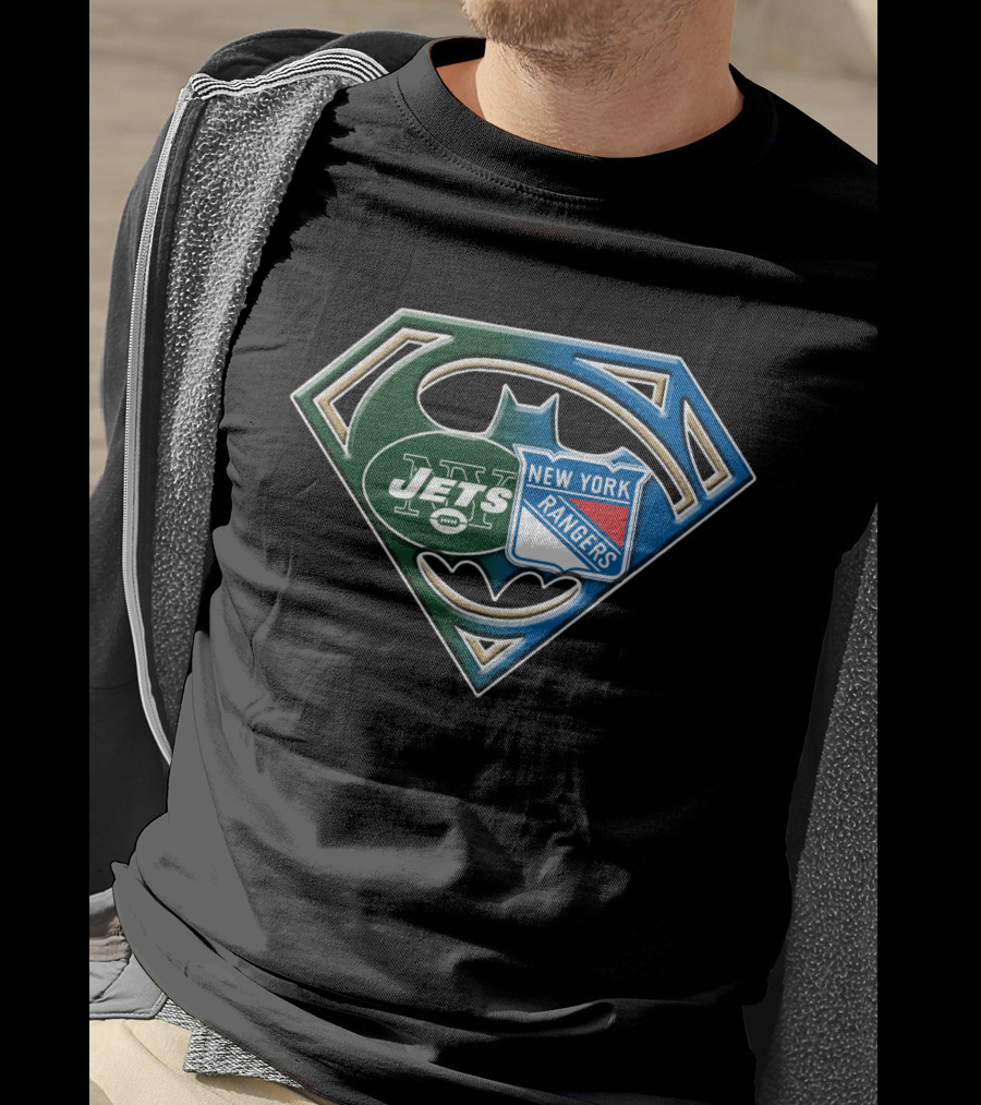 New York Jets Rangers Superhero Logo Bat 071 T-Shirt