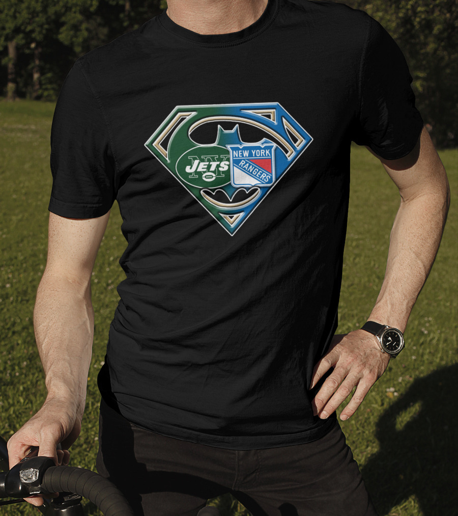 New York Jets Rangers Superhero Logo Bat 071 T-Shirt