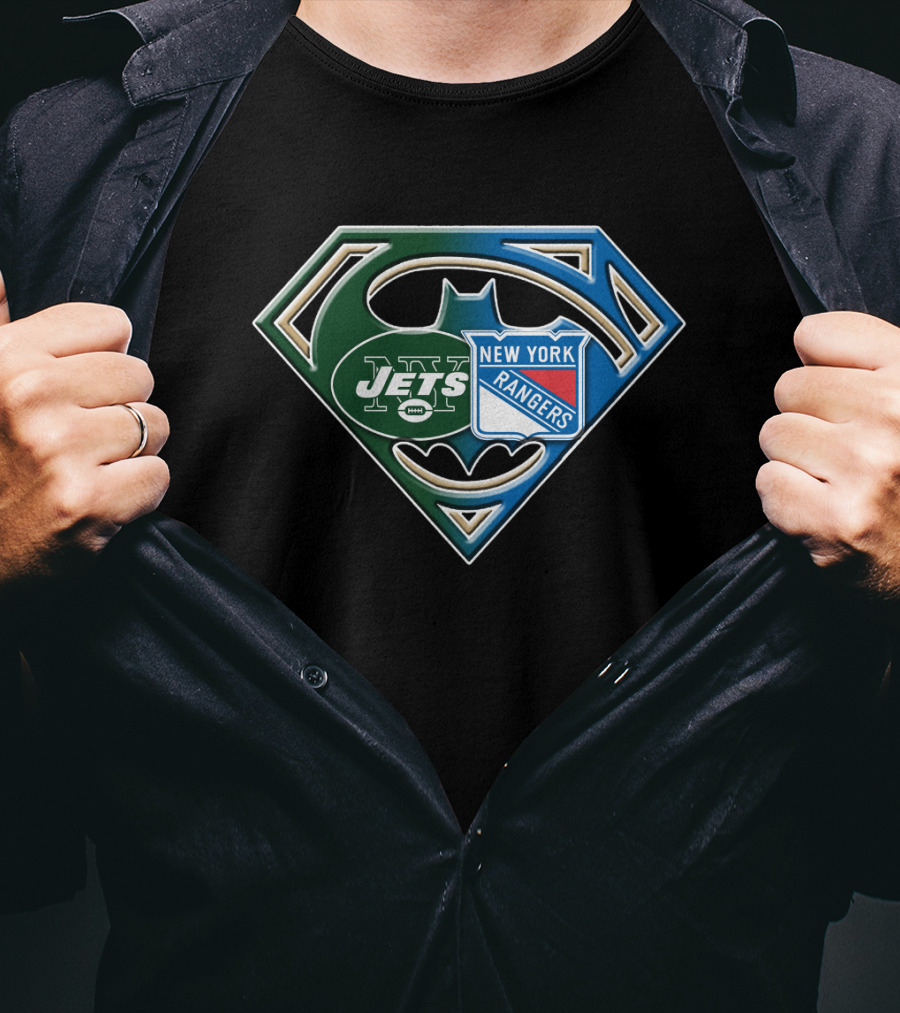 New York Jets Rangers Superhero Logo Bat 071 T-Shirt