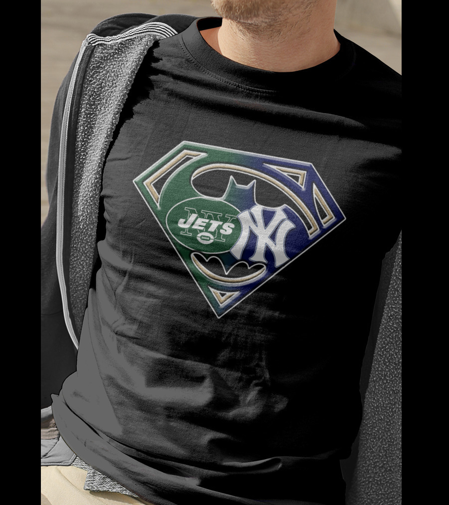 New York Jets Yankees Superman Batman T-Shirt
