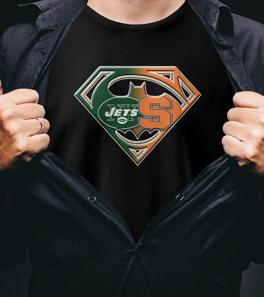 Jets Syracuse Batman Superman Logo Fusion T-Shirt