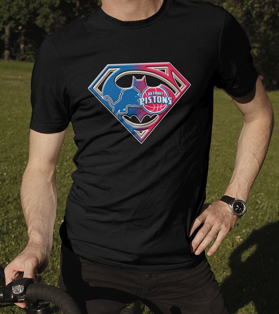 Detroit Pistons Bat 074 Superman Batman Logo Mix T-Shirt