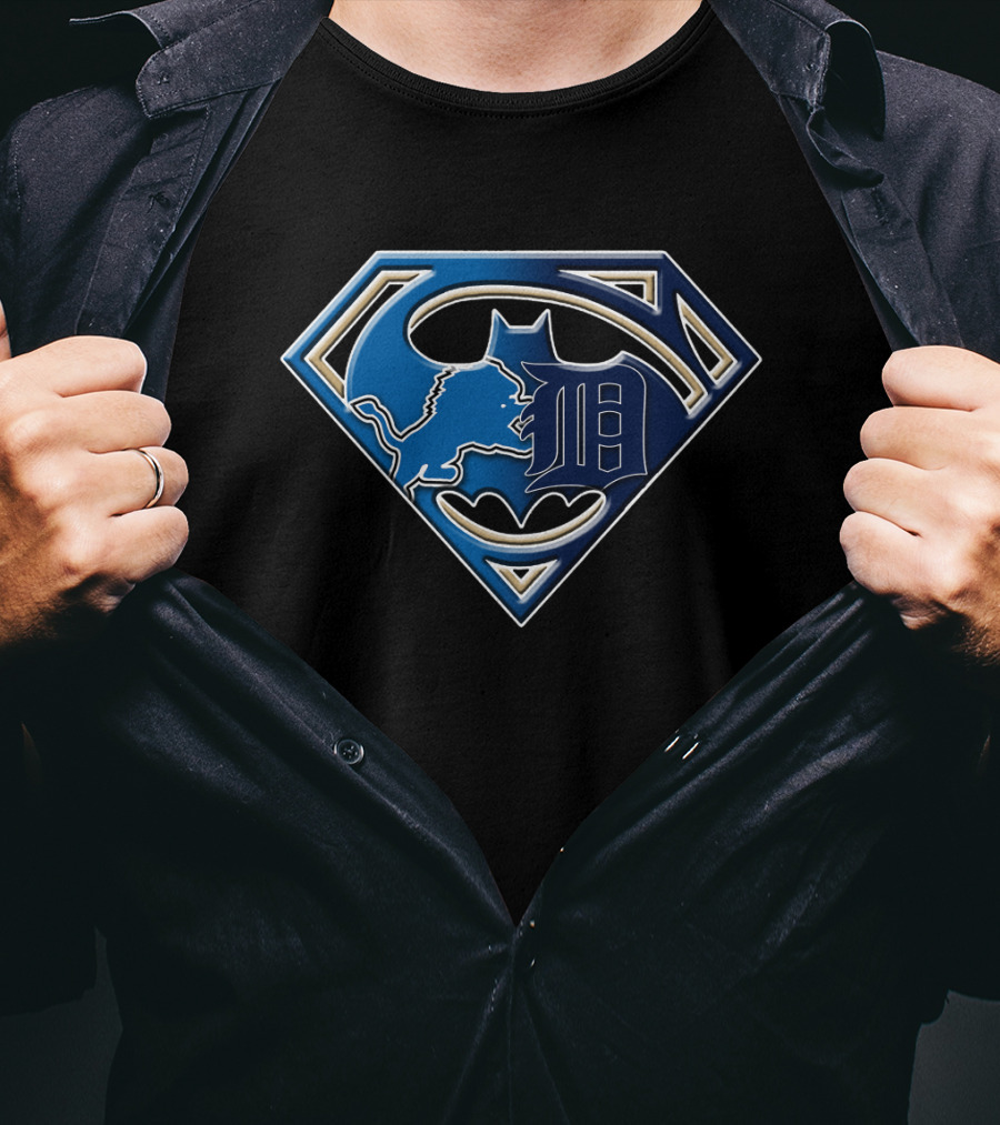 Detroit Lions Batman Superman Logo Fusion Bat 076 T-Shirt