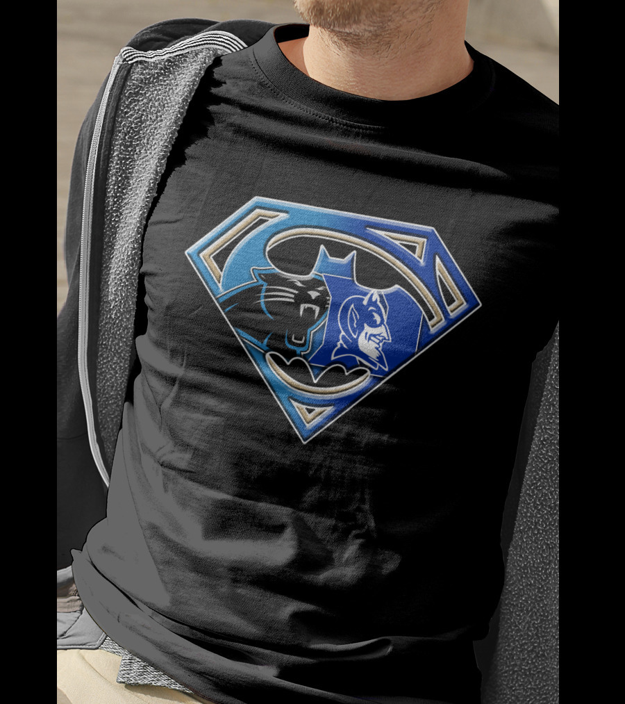 Superman Logo Carolina Panthers Duke Blue Devils Batman Bat T-Shirt