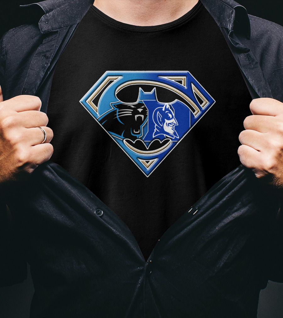 Superman Logo Carolina Panthers Duke Blue Devils Batman Bat T-Shirt