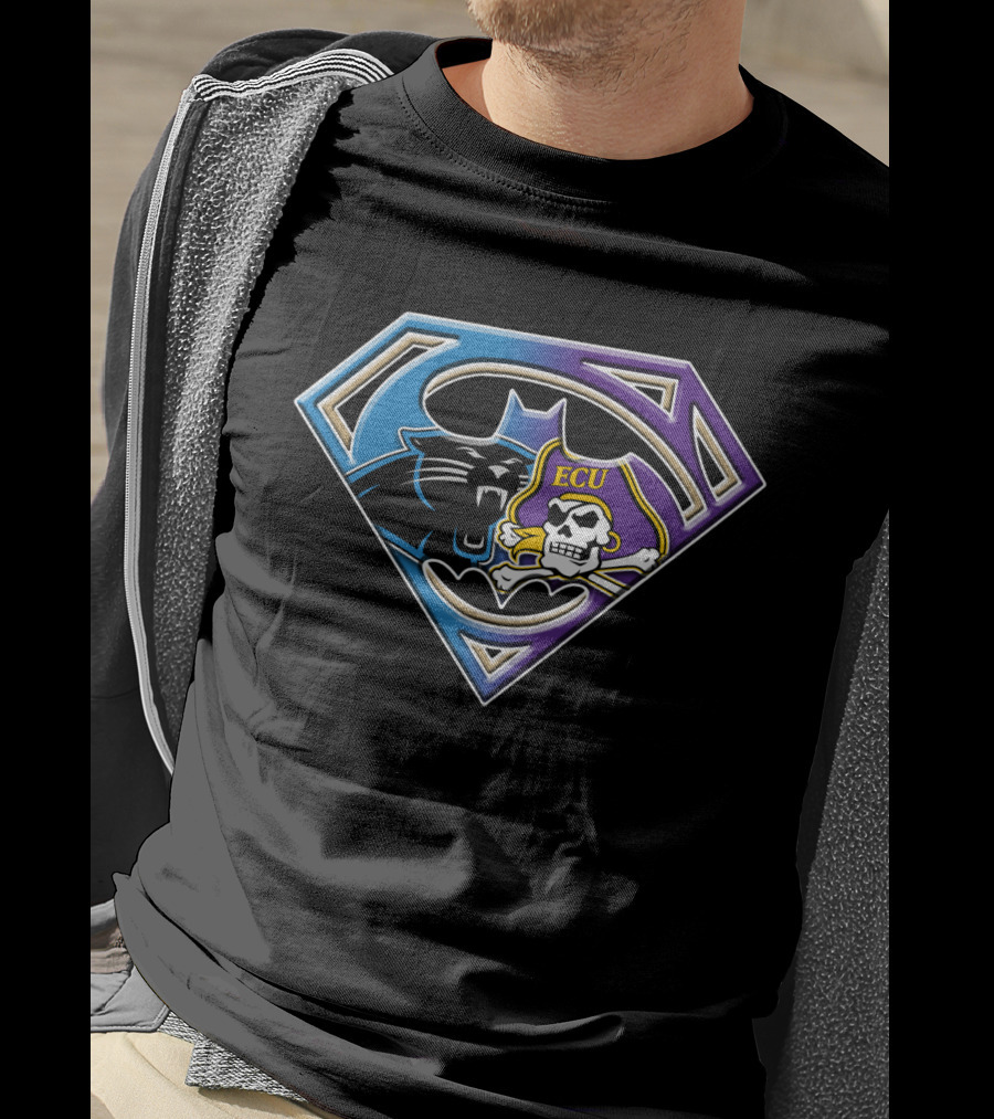 Superman Logo Carolina Panthers Ecu Pirates T-Shirt