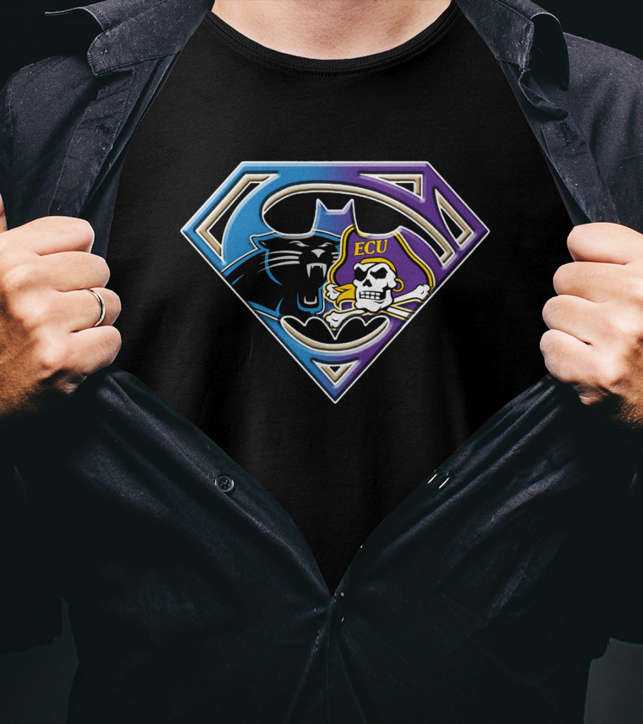Superman Logo Carolina Panthers Ecu Pirates T-Shirt