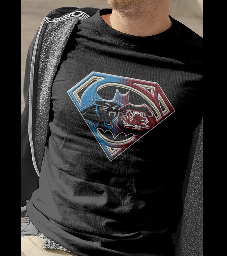 Carolina Panthers South Carolina Gamecocks Superman Shield T-Shirt