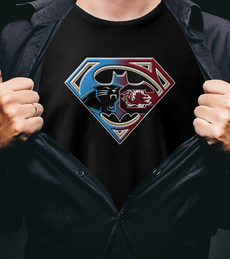 Carolina Panthers South Carolina Gamecocks Superman Shield T-Shirt