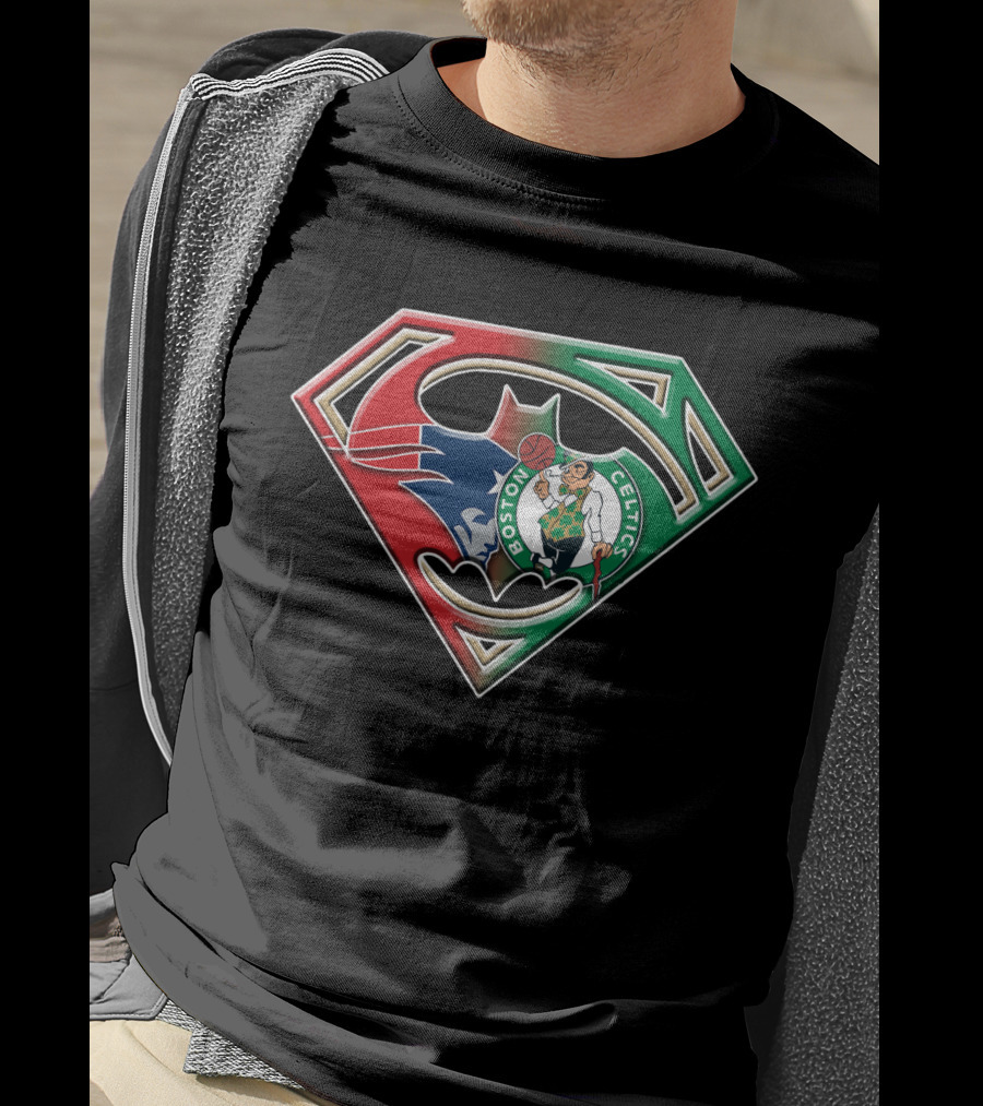 Batman Superman Boston Celtics Logo Fusion T-Shirt