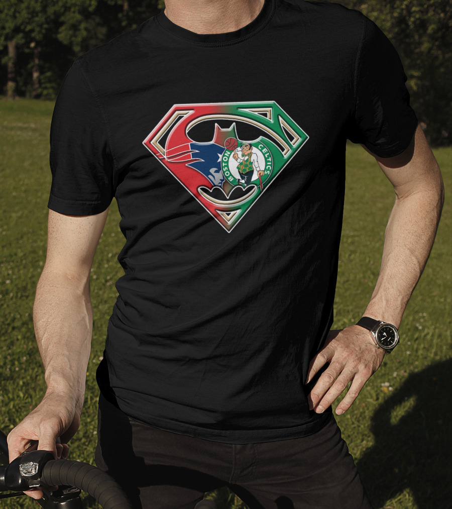 Batman Superman Boston Celtics Logo Fusion T-Shirt