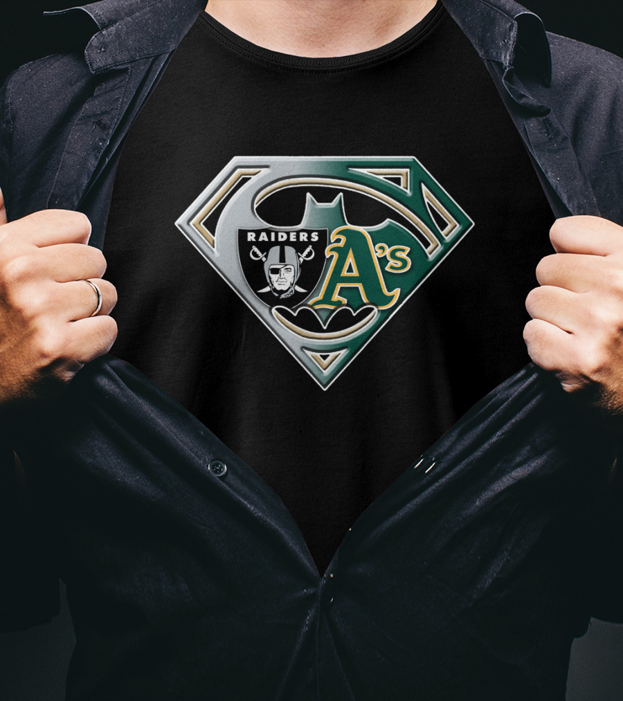 Raiders A's Superman Batman Crossover Logo Bat 097 T-Shirt