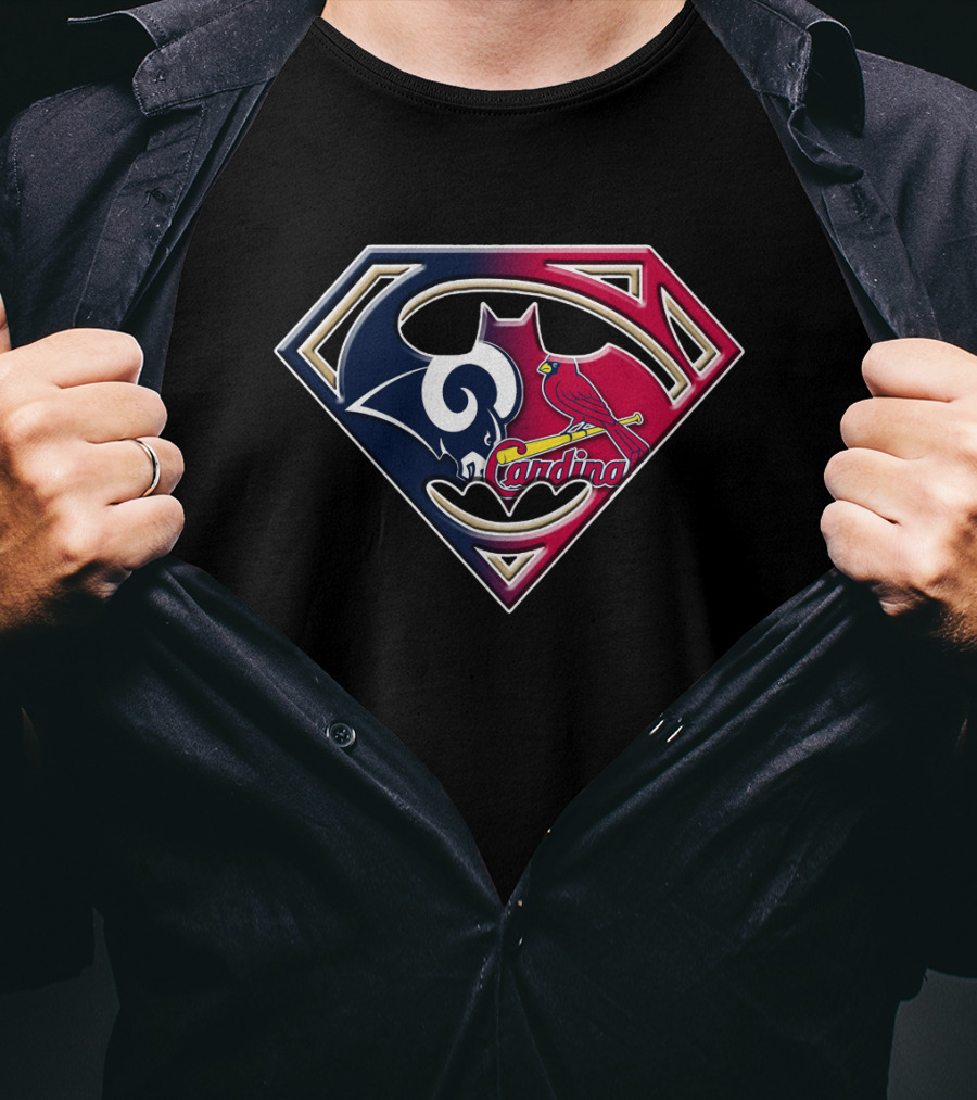 Rams Cardinals Superman Logo Fusion T-Shirt