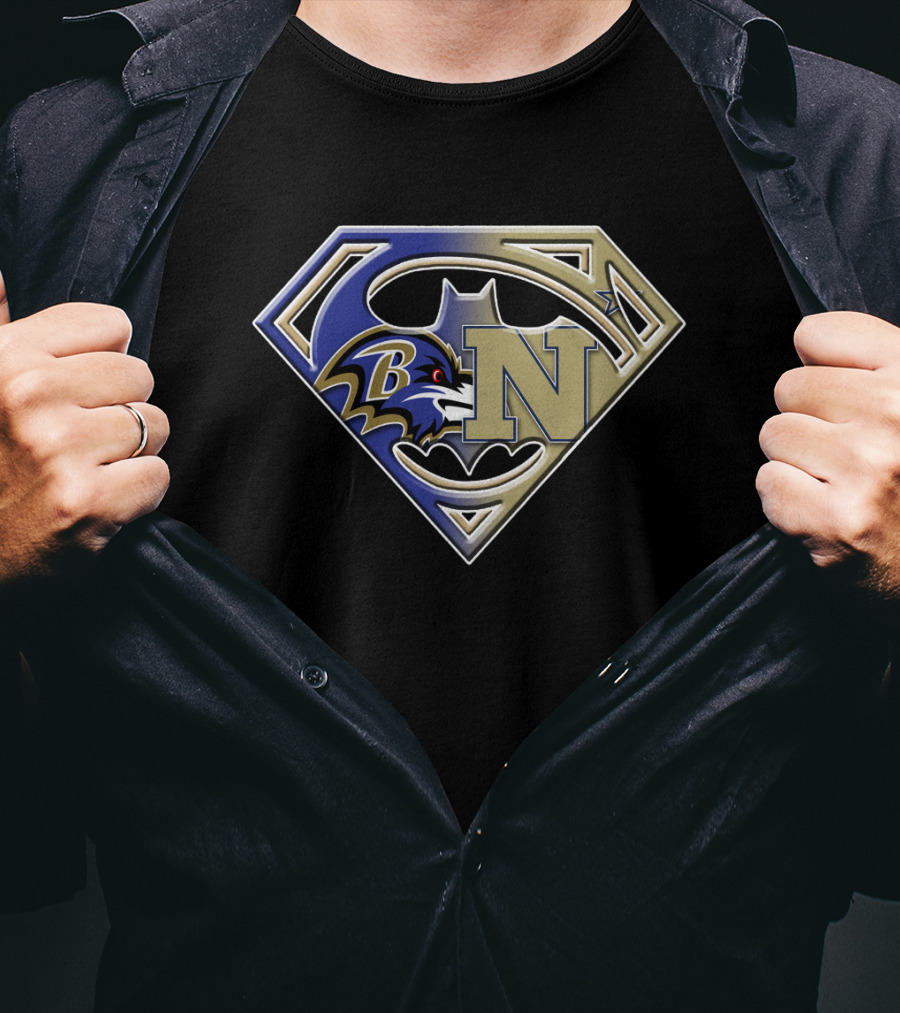 Baltimore Ravens Navy Superman Bat Signal T-Shirt