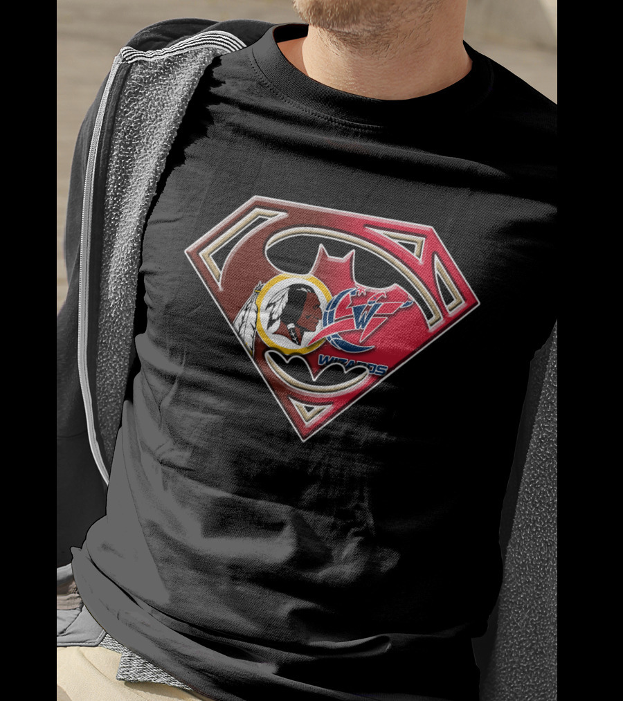 Washington Wizards Redskins Superman Bat Symbol Fusion T-Shirt
