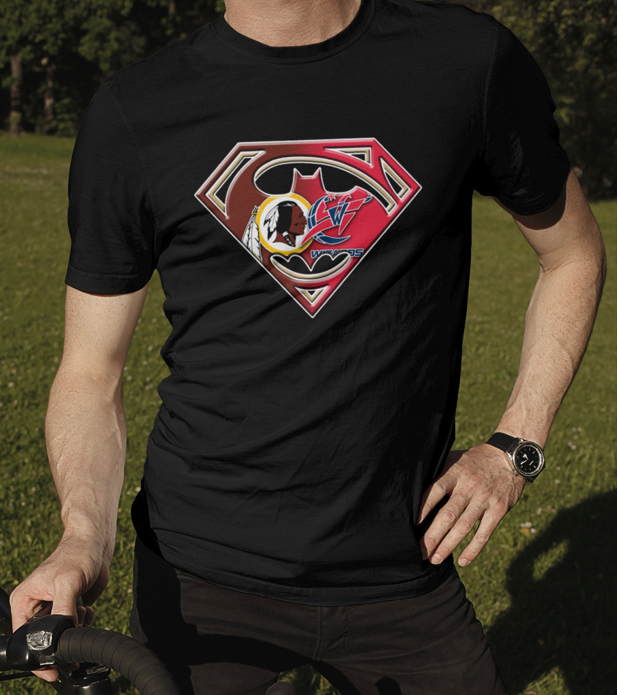 Washington Wizards Redskins Superman Bat Symbol Fusion T-Shirt