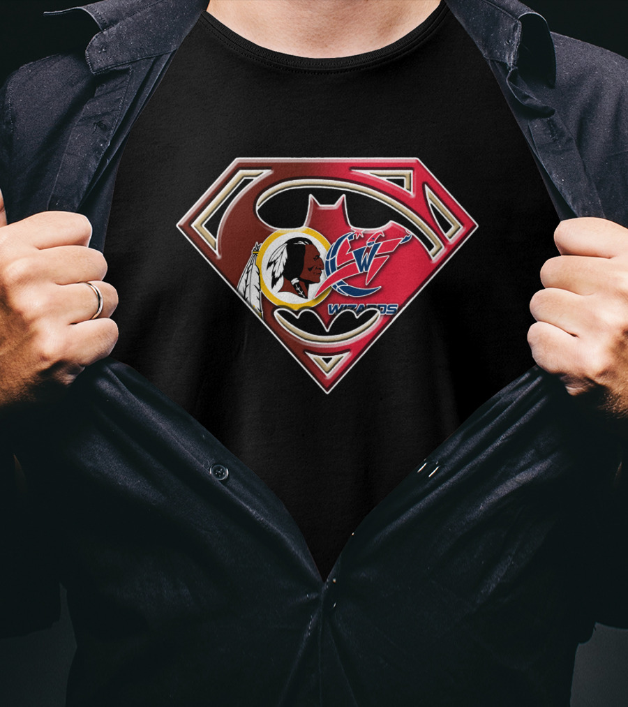Washington Wizards Redskins Superman Bat Symbol Fusion T-Shirt