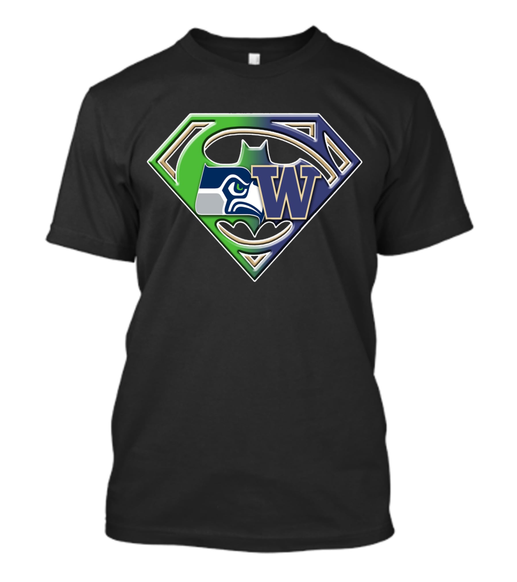 Superman Logo Seattle Seahawks Washington Huskies Bat 111 T-Shirt