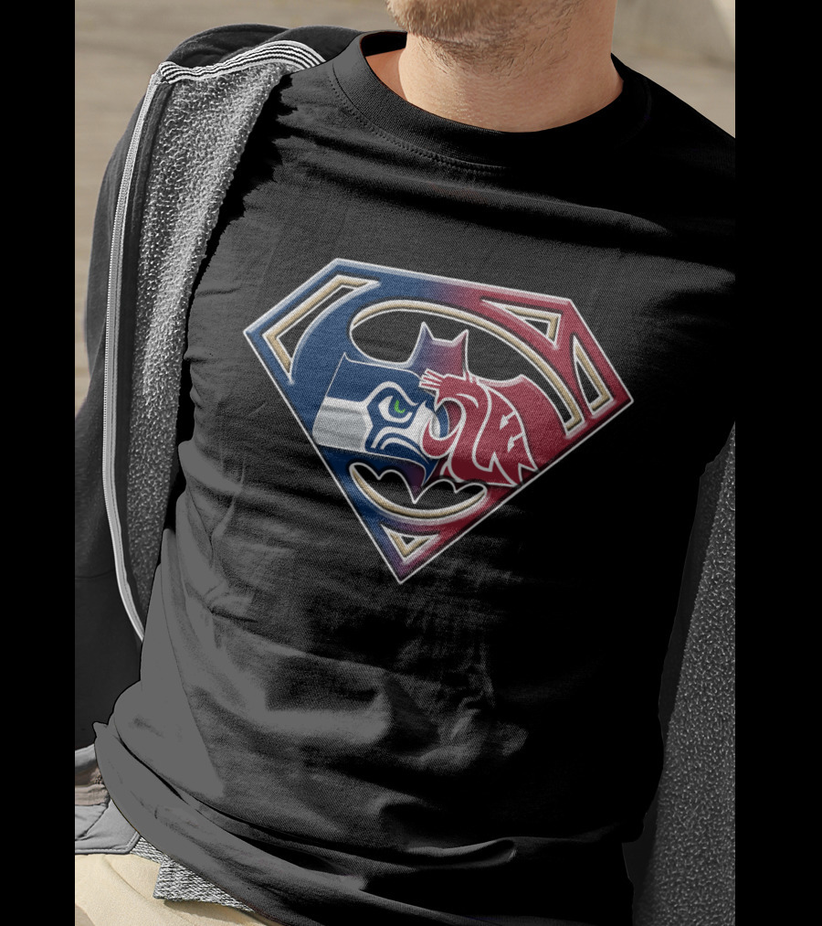 Seattle Seahawks Batman Superman Mashup Bat 112 T-Shirt