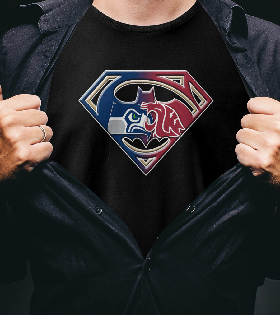 Seattle Seahawks Batman Superman Mashup Bat 112 T-Shirt