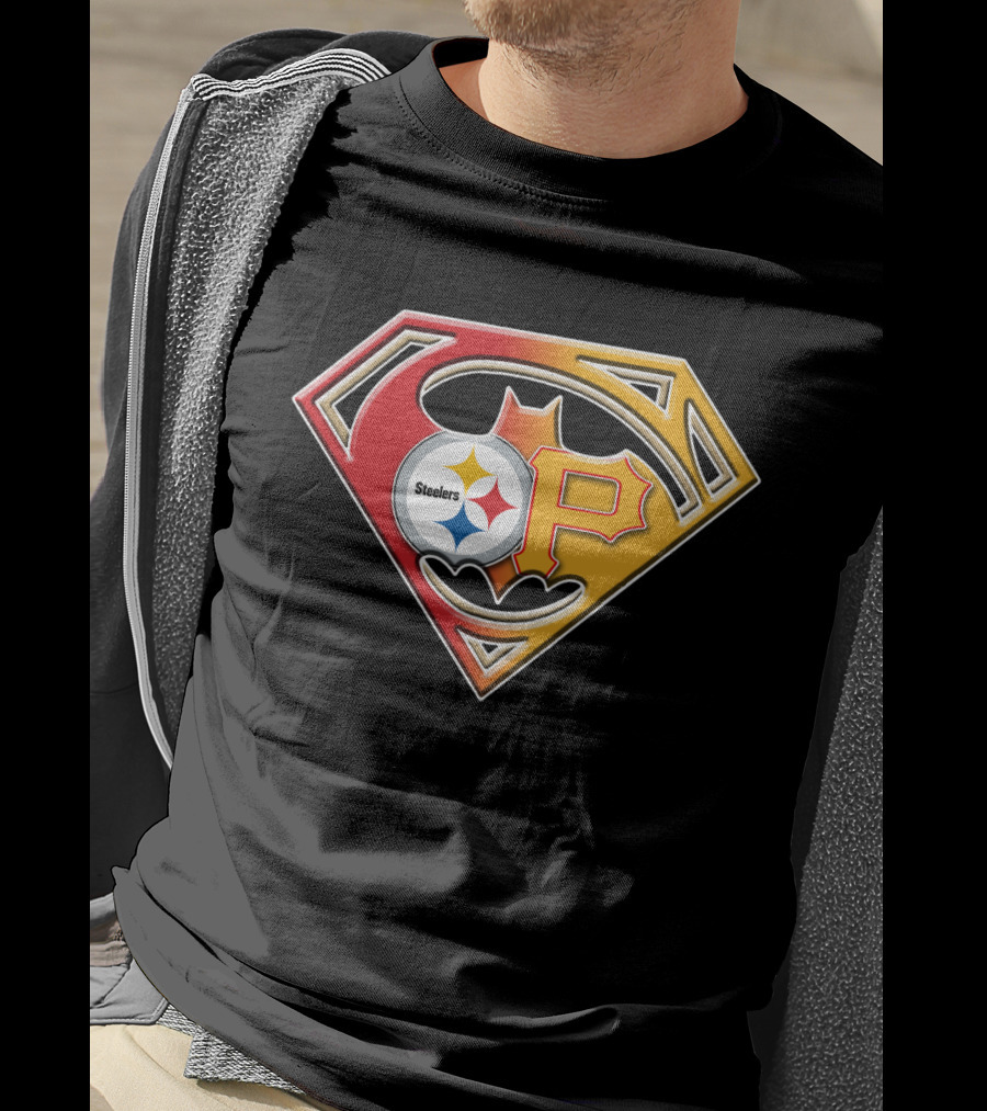 Steelers Pirates Superman Batman Logo Combo T-Shirt