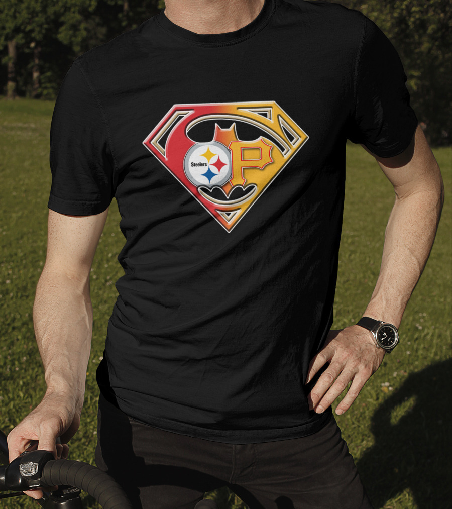 Steelers Pirates Superman Batman Logo Combo T-Shirt