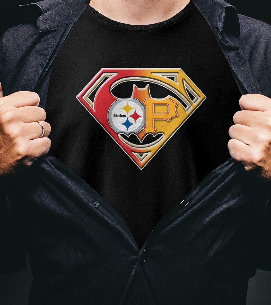 Steelers Pirates Superman Batman Logo Combo T-Shirt