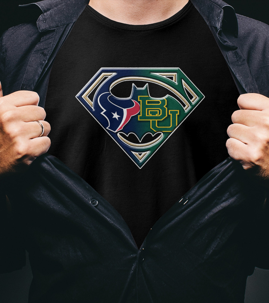 Baylor Bears Houston Texans Batman Superman Mashup Bat 117 T-Shirt