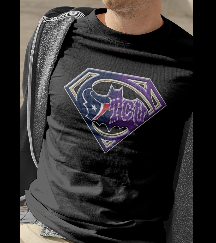 Tcu Bat 122 Texans Logo Superman Bat Symbol Fusion T-Shirt