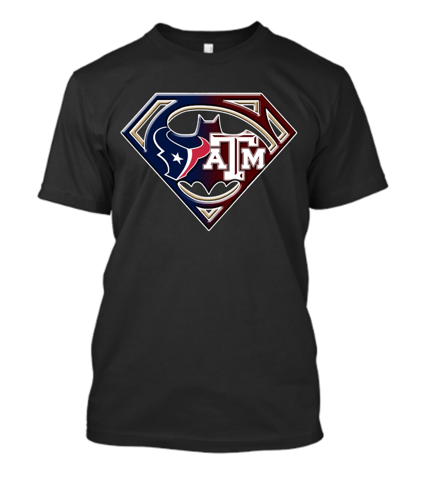 Superman Shield Houston Texans Texas A&M Batman Logo Bat 123 T-Shirt