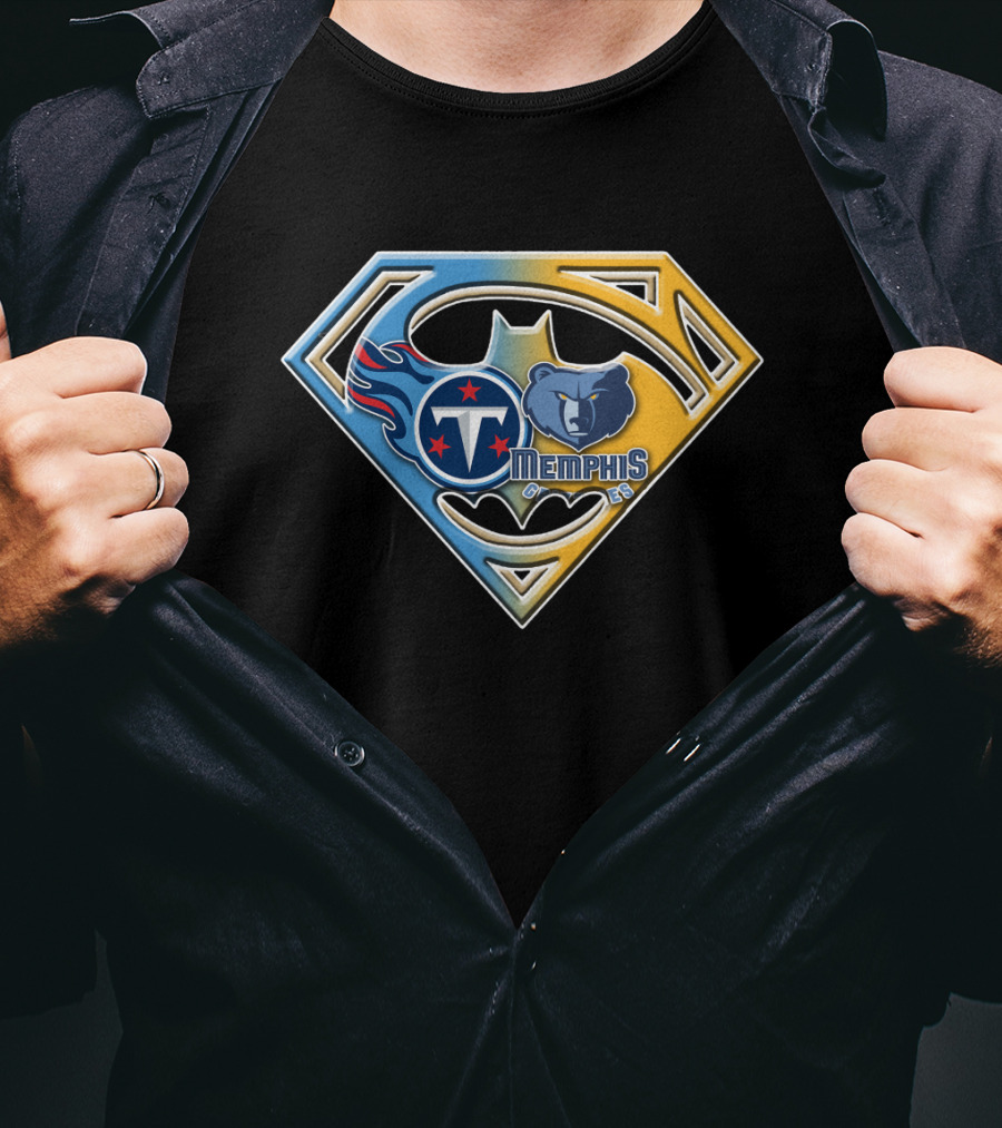Memphis Grizzlies And Tennessee Titans Superhero Crossover Bat 128 T-Shirt